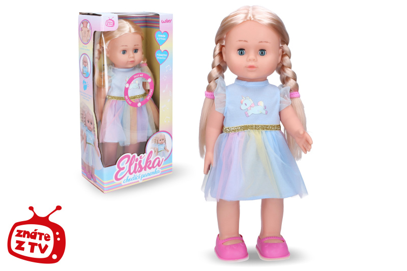 Wiky Panenka Eliška chodící 41 cm modré šaty