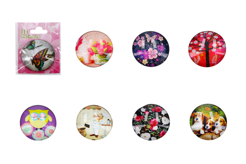 Wiky Skleněný 3D magnet MIX