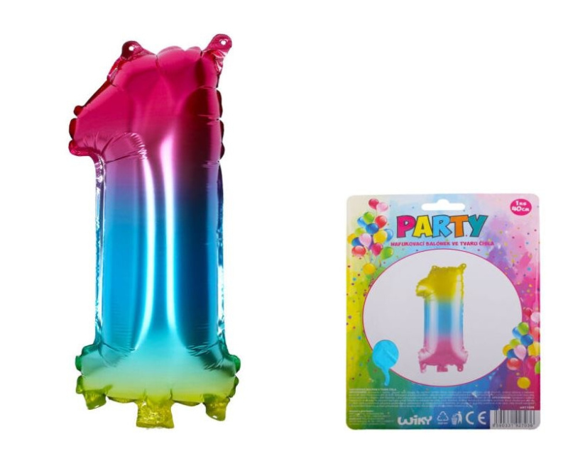 Wiky Balónek nafukovací číslo 1 duhový