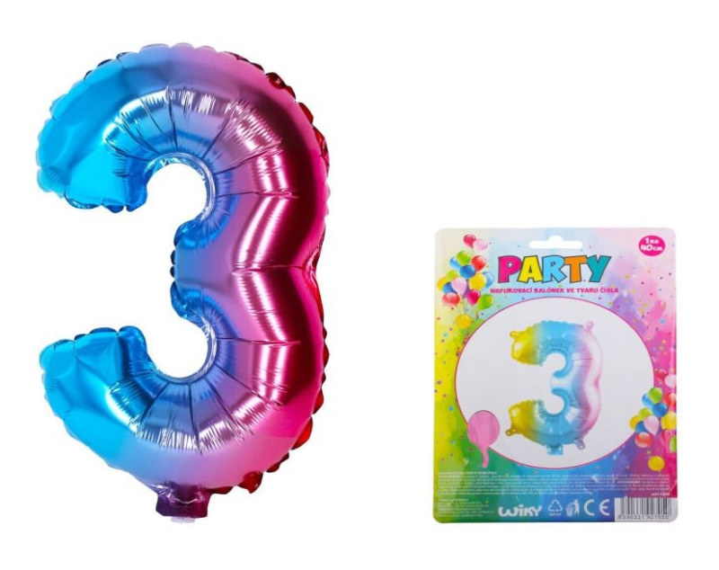Wiky Balónek nafukovací číslo 3 duhový