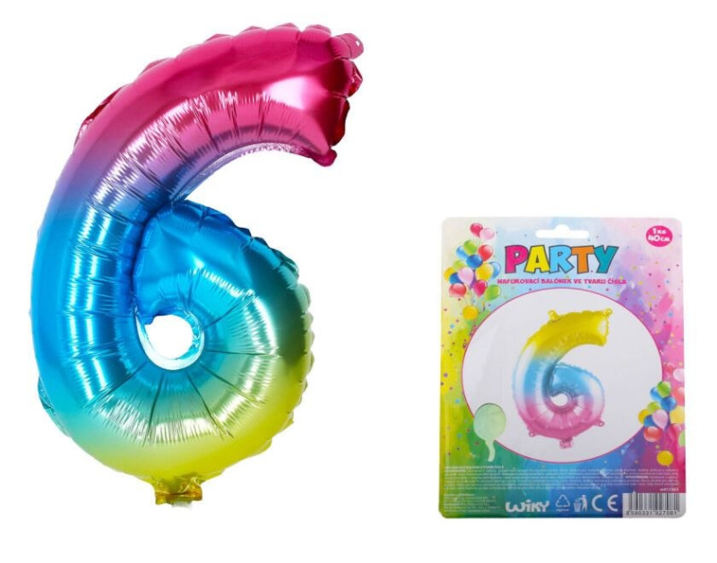 Balónek nafukovací číslo 6 duhový