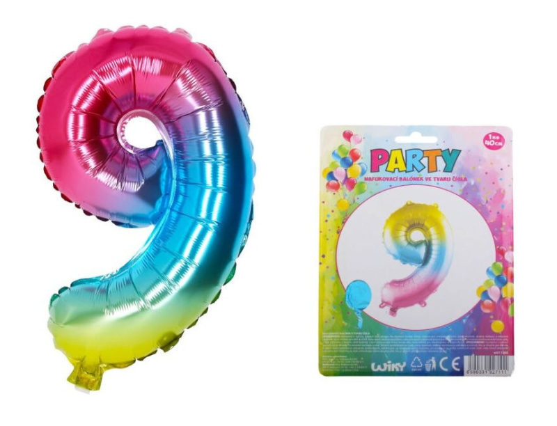 Wiky Balónek nafukovací číslo 9 duhový