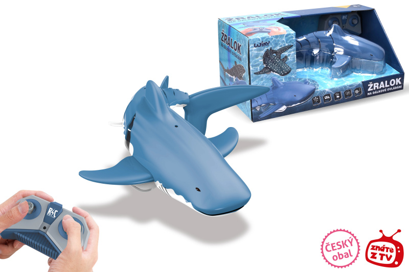 IQ models SHARKY dálkově ovládaný žralok modrý 4 kanály dvě lodní turbíny 2,4Ghz RC_91270 RTR 1:10