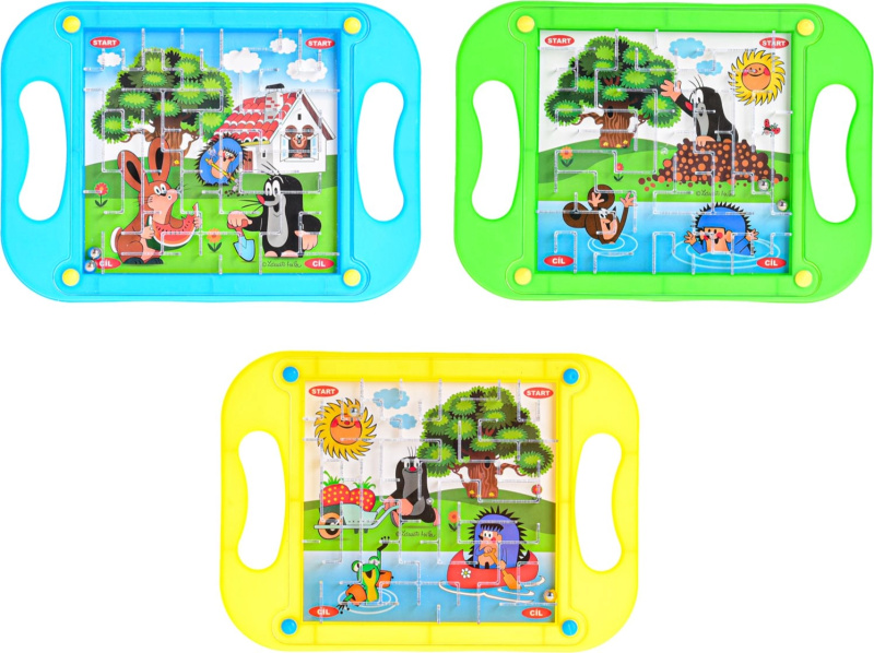 Kuličková hra Krtek plast hlavolam 20x15cm 3 barvy 12ks v boxu