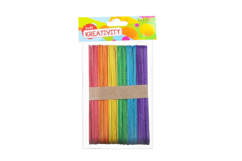 Madrid Papel Import S.L. Špachtle dřevěné barevné - dřívka 15cm (50ks)