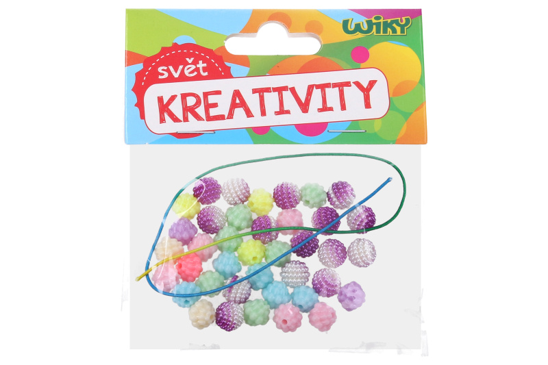 Korálky W018301 barevné s provázkem