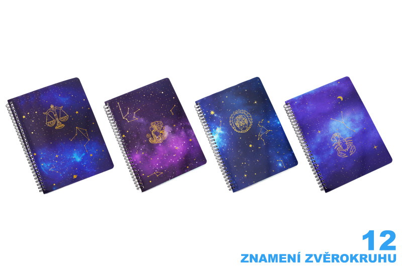 Notes spirála linkovaný 18x25 cm 80 stran Zodiac