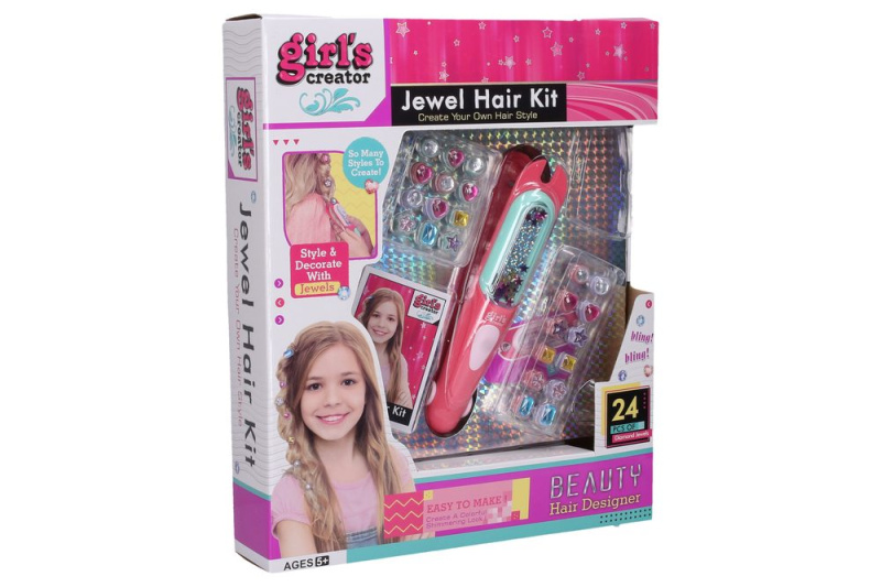 Zdobení vlasů holčičí set ozdoby 24ks s aplikátorem v krabici