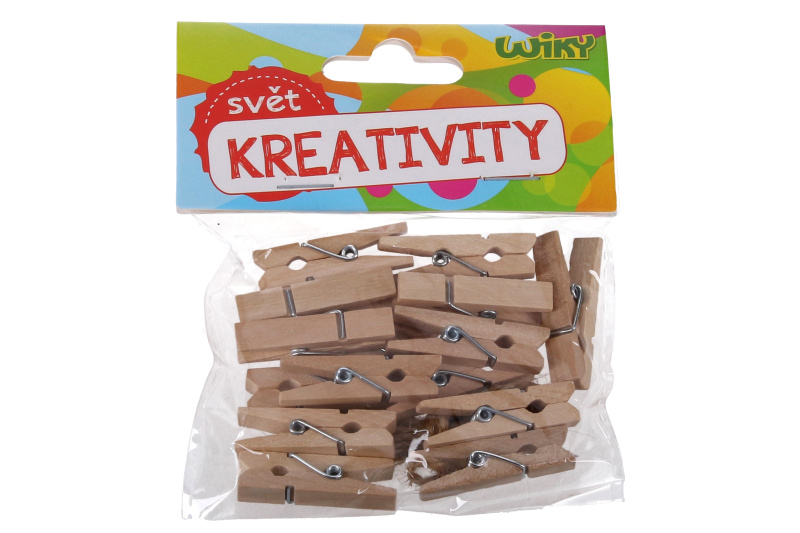 Kolíčky drěvěné 3 5 cm 15 ks a provázek