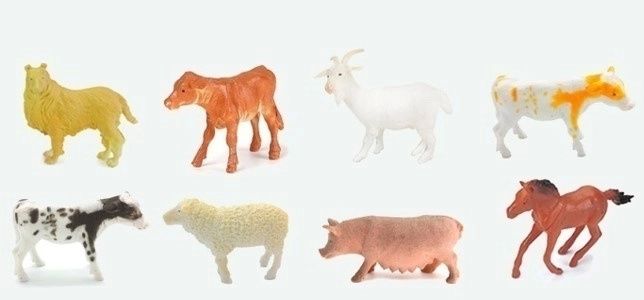 Zvířátka figurky farma 8 ks set 10 cm