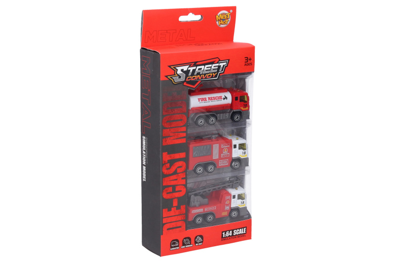 Wiky Vehicles Hasičská auta kov/plast 8,5 cm, 3 ks