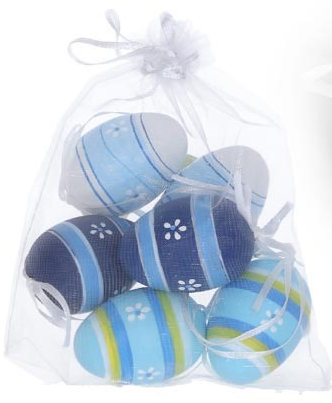 Wiky Vajíčko dekorační plastové malované 6 cm, 6ks v organza sáčku