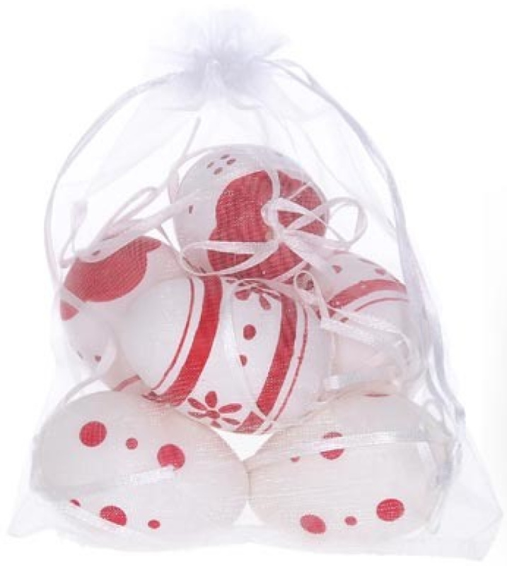 Wiky Vajíčko dekorační plastové malované 6 cm, 6ks v organza sáčku