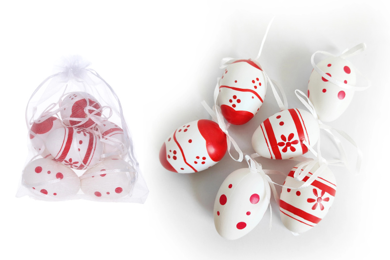Wiky Vajíčko dekorační plastové malované 6 cm, 6ks v organza sáčku