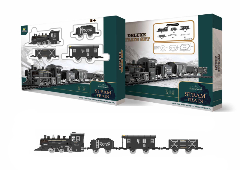 Wiky vehicles Vlak set kouřící s efekty dráha 135x75cm mašina 20cm