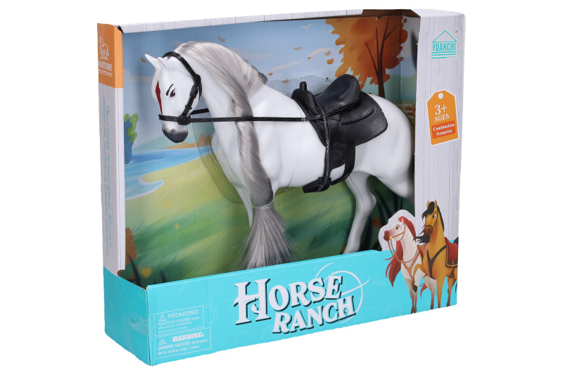 Kůň s černým sedlem figurka 32 cm