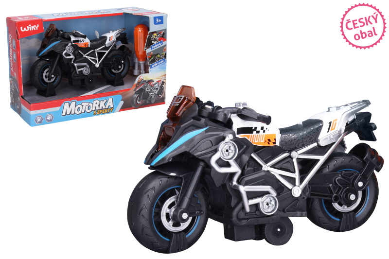 Wiky Vehicles Motorka šroubovací s efekty bílá 20 cm český obal