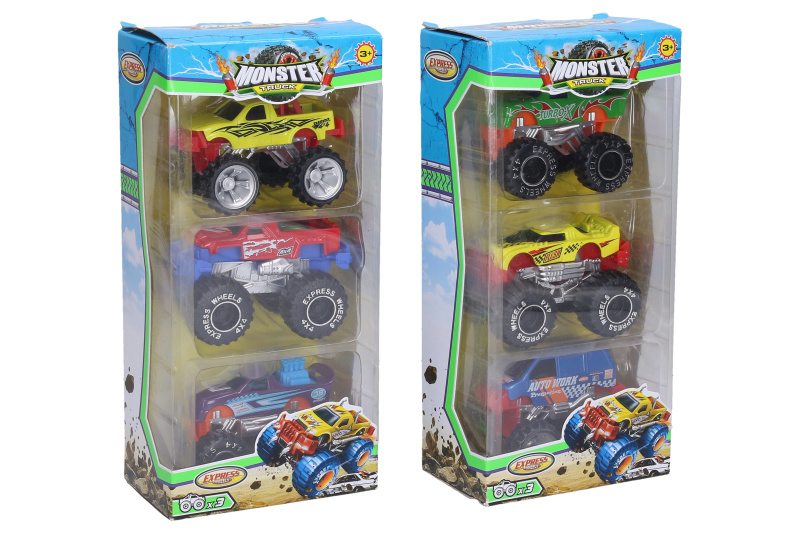 wiky Auta Monster Truck kovová 3 ks 8 cm
