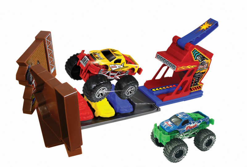 Auta Monster truck Kaskadérská dráha s 2 kovovými auty