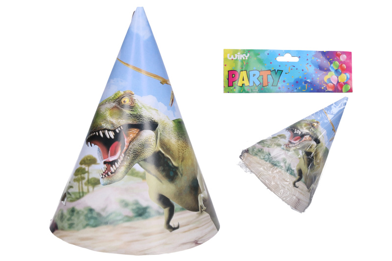 Wiky Párty kloboučky Dino 15 cm 6 ks