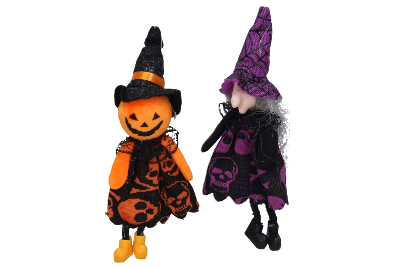 Wiky Dekorace Halloween čarodějnice/strašák na zavěšení 20x10x5 cm