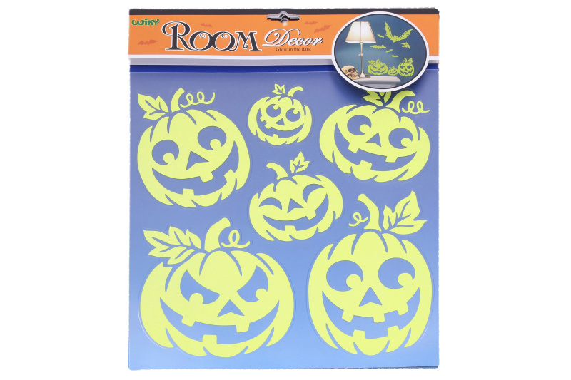 Nálepky na zeď svítící ve tmě s motivem dýně Halloween