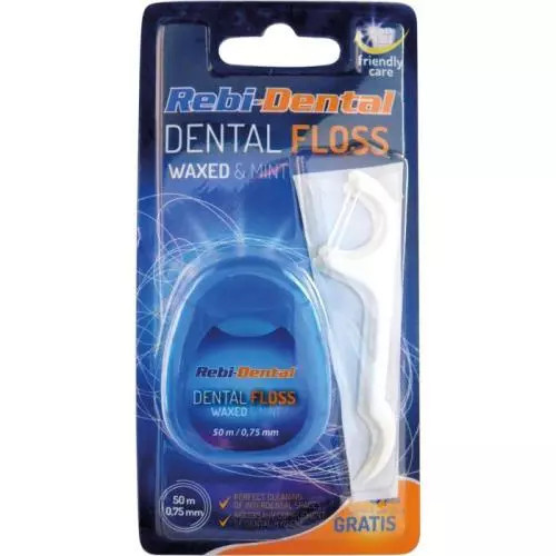 REBI-DENTAL Dentální nit voskovaná Mentol 50 m