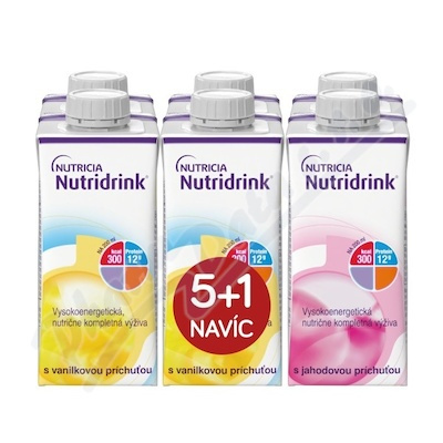 NUTRIDRINK Balíček 5+1 vanilka a jahoda 6 x 200 ml