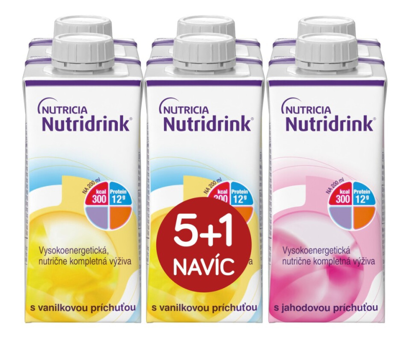 NUTRIDRINK Balíček 5+1 vanilka a jahoda 6 x 200 ml