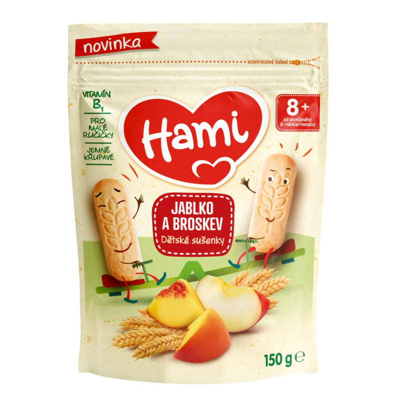 Hami Dětské sušenky jablko a broskev 8m+ 150 g