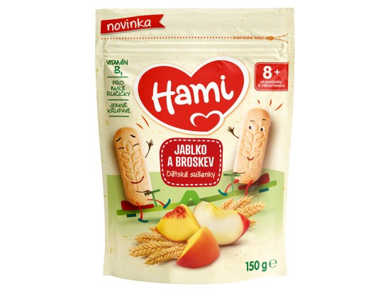 Hami Dětské sušenky jablko a broskev 8m+ 150 g