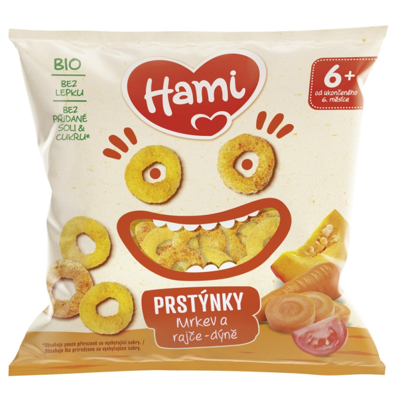 Hami BIO Prstýnky mrkev, rajče-dýně