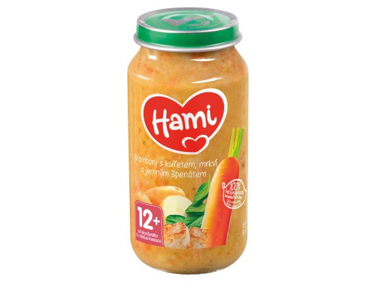 Hami Brambory s kuřetem, mrkví a jemným špenátem 12m+ 250 g