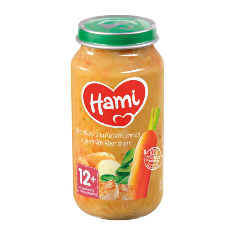 Hami Brambory s kuřetem, mrkví a jemným špenátem 12m+ 250 g