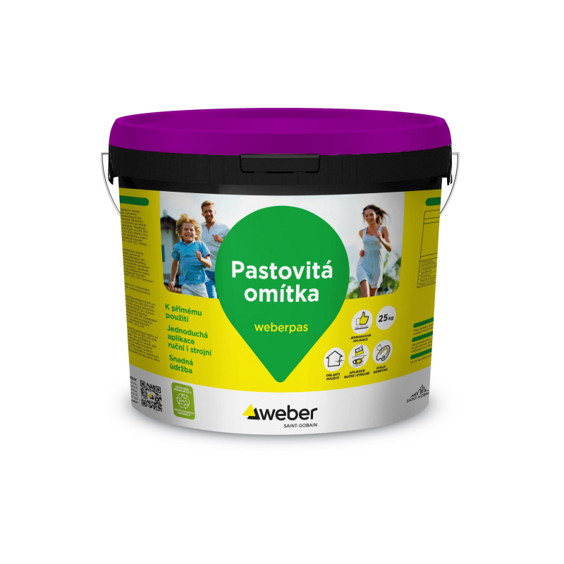 Omítka pastovitá weberpas aquaBalance zrnitá 1,5 mm BI00 - bílá 25 kg