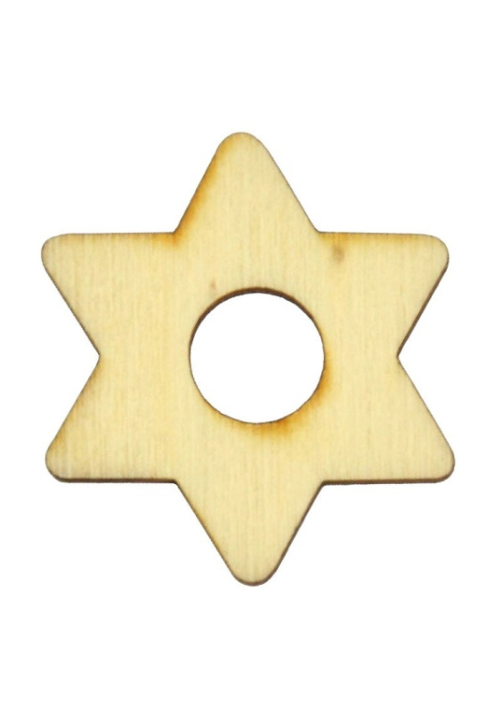 Dřevěný výřez hvězda 1, pr. 3,5 cm - DOPRODEJ OPTYS, spol. s r.o.