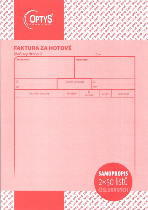 Optys  Faktura za hotové A5 NCR