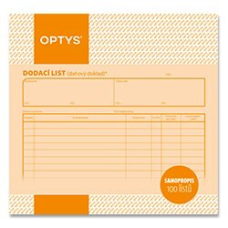 Optys - dodací list
