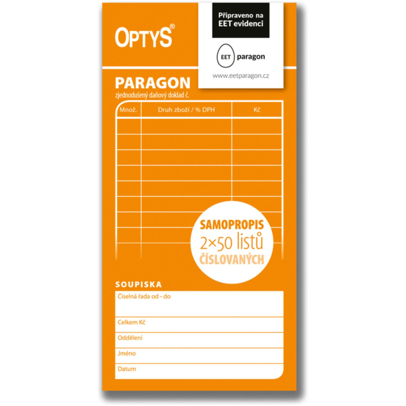 Optys  Paragon obchodní NCR číslovaný