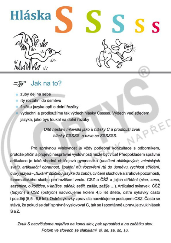 Logoped. cvičebnice hláska S, dvojlist A4 OPTYS, spol. s r.o.