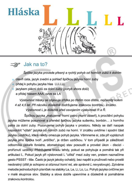Logoped. cvičebnice hlásek L,  dvojlist A4 OPTYS, spol. s r.o.