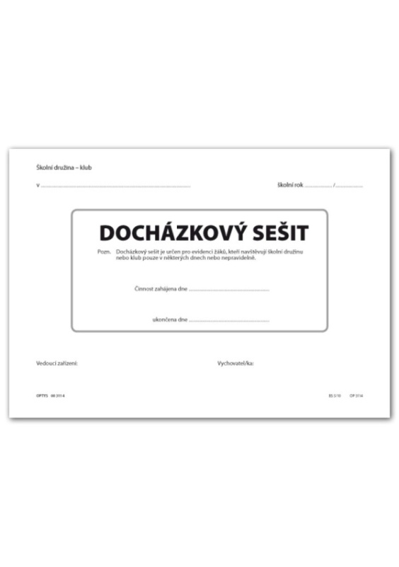 Docház. sešit pro žáky, A5, 128 str. OPTYS, spol. s r.o.