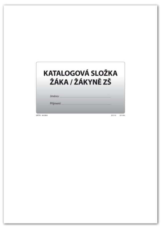 Katalogová složka žáka, žákyně ZŠ OPTYS, spol. s r.o.