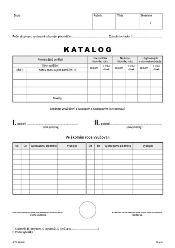 Katalog (na třídu) OPTYS, spol. s r.o.