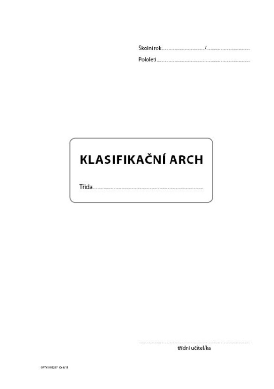 Klasifikační arch  A4 OPTYS, spol. s r.o.