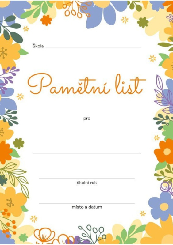 Pamětní list, květiny OPTYS, spol. s r.o.