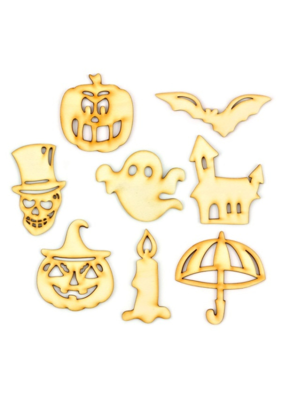 Sada dřevěných výřezů, halloween, 8 ks OPTYS, spol. s r.o.