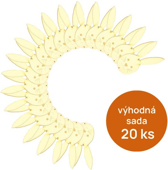 Dřevěný výřez hlava zajíce, 8,5 x 20,5 cm, sada 20 ks OPTYS, spol. s r.o.