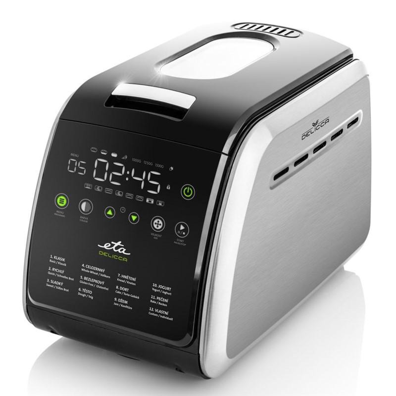 Domácí pekárna ETA Delicca II 7149 90030 / 850 W / 1,5 kg / displej / 16 programů / časovač / černá/nerez Varianta: ivi3