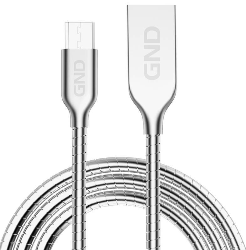Ocelový propojovací kabel GND USB / micro USB / 1 m / stříbrná Varianta: ivi1